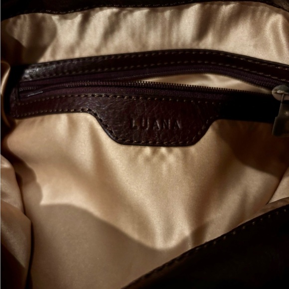 LUANA Brown Supple Leather Shoulder Crossbody Tote Bag w/Braided Western Details - Picture 7 of 9